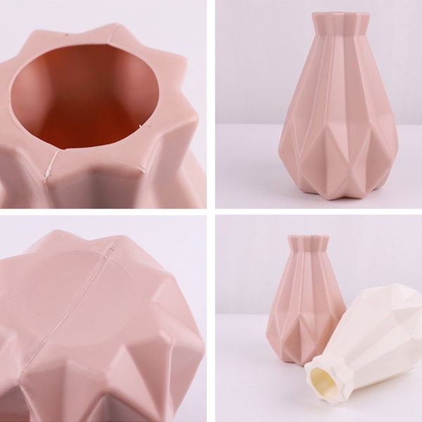 Geometrisk linje keramisk vase i origami-stil for tørkede blomster