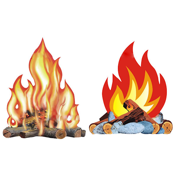 2-pakks kunstige bål, falske flammepapir, dekorativ papp
