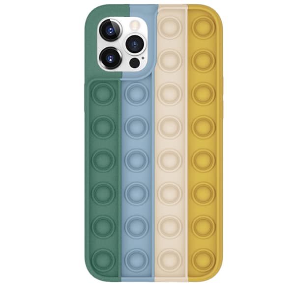 Fidget Leker Telefondeksel, Push Pop Bubble Stress Release Full Kroppsbeskyttelse Støtsikkert Silikondeksel for iPhone, Stressreduserende Deksel for iPhone X/XS