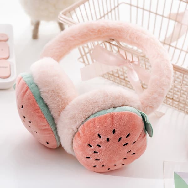 Dam Vinter Varma Öronmuffar med Mjukt Foder, Sött Pannband watermelon