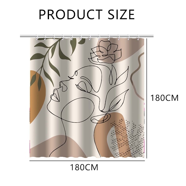 Abstrakti Nainen Suihkuverho Moderni Boho Mid Century