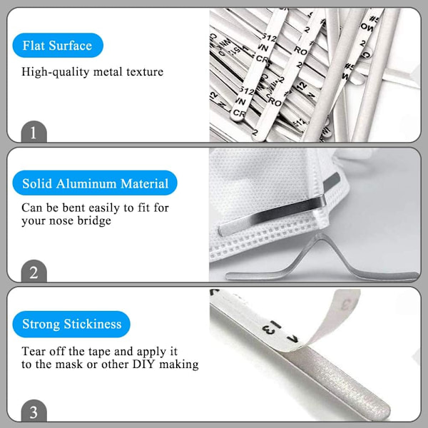 Stång för trådtillverkning, flexibel aluminiumremsa säkerställer hållbarhet vid skulptering, dekorering, pärlarbete och mer, näsbryggebandklämma för pyssel