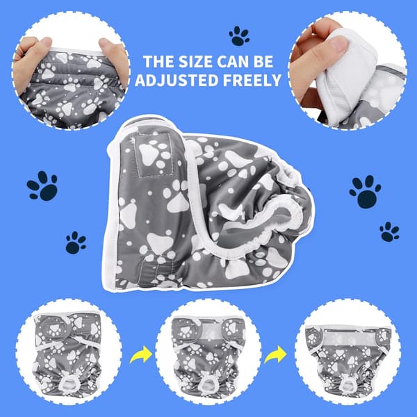 Tygblöjor för tikar (XL), 3-pack återanvändbara hundblöjor