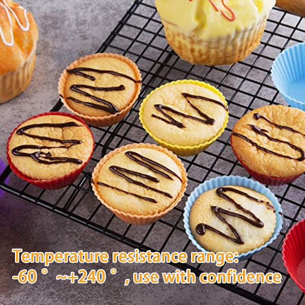 Återanvändbara silikonbakformar, muffinsformar - 24-pack, flerfärgade