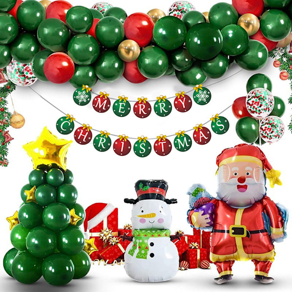 Latex Julballonger, Juldekorationer för Hem Skola Kontor, Lättuppblåsta Ballonger, Tjocka och Hållbara Röda Gröna Guldballonger, God Jul