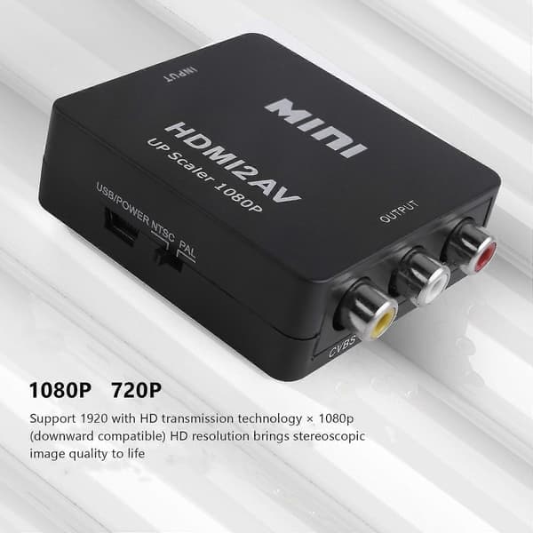 Mini til 3rca Cvbs Kompositt Video Av Konverter Adapter Tv Ps3 Vhs Vcr Dvd Svart