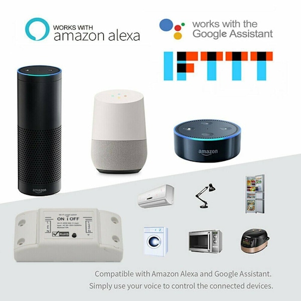 5 STK | Wifi WLAN Switch Smart Kontakt til Alexa APP-styring 2200W DHL