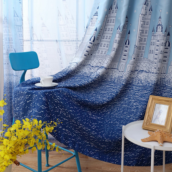 Eleganta Ombre Gardiner, Modern Gradient Mörkläggning för Bevarande av Privatliv, Enkel Installation 100x250cm Blå, Dubbla Lager för Vardagsrum