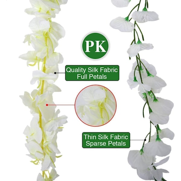 Kunstig Silke Wisteria Vine Rattan Garland Falsk Hengende Blomst