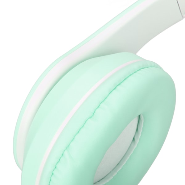 Bluetooth-headset med brusreducering, hopfällbara trådlösa over-ear-hörlurar med färgglatt ljus för telefon, bärbar dator, grön