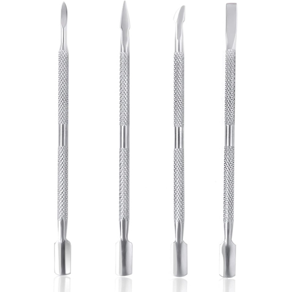 4 st nagelbandsskrapa och nagelbandsskrapa set, dubbelsidig nagelbandsskrapa och nagelbandsskrapa skedverktyg för fingernaglar och tånaglar
