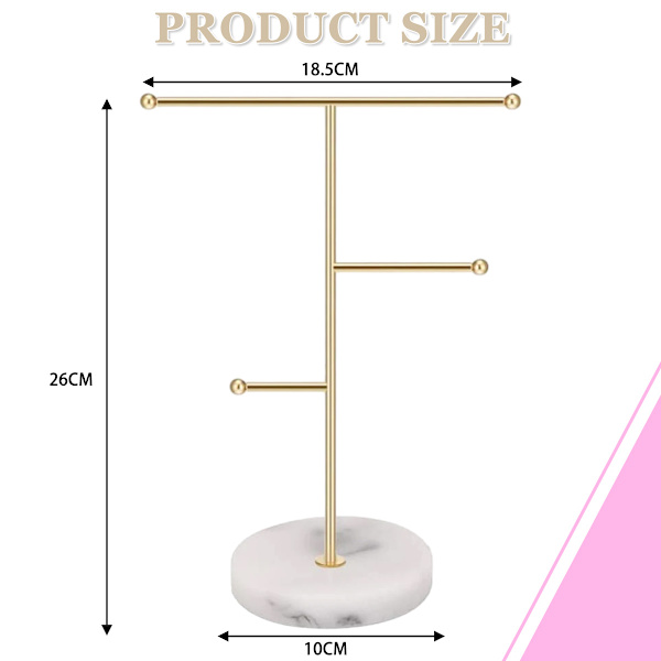 Smykke Stativ Display Halskjede Holder T-Bar Belegg Metall Bordplate Smykke Organizer Tårn for Hengende Henger Ørepynt Armbånd Ringer Tilbehør