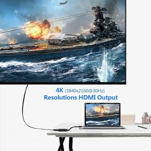 Svart USB C till HDMI-adapter, Typ C till HDMI 4K-omvandlare, Typ C