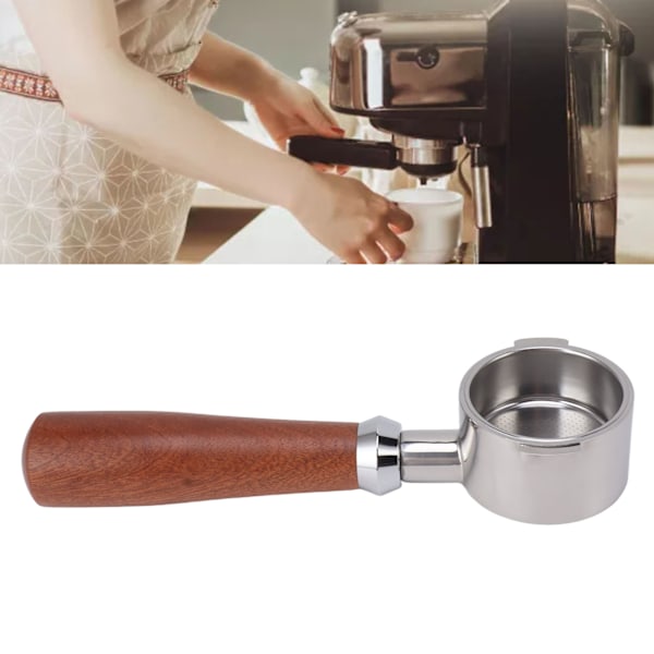 51mm Bottomless Portafilter med 2 Ører, Rustfrit Stål Kurv og Redwood Håndtag til Kaffe Maskine