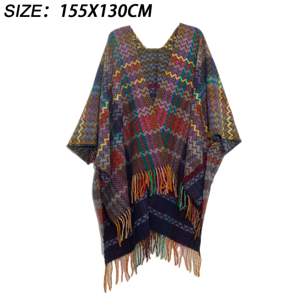 Dam Poncho Sjal Wrap Öppen Framtill Sjal för Höst Vinter