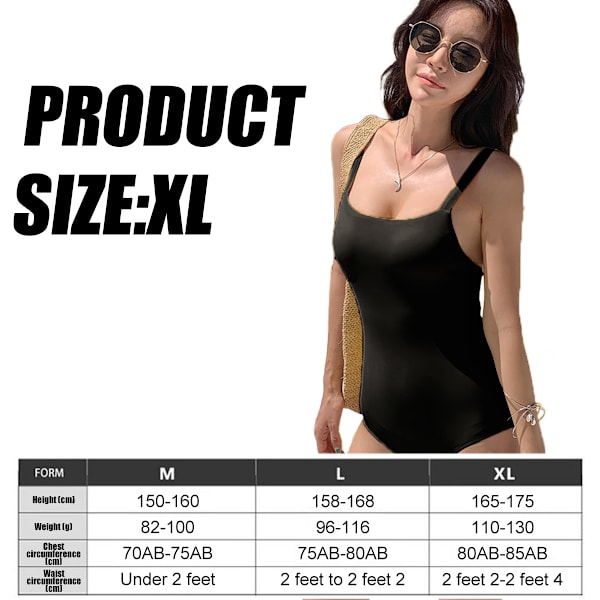 Sort XL Kvinders Badedragt Enkeltdelt Bagløs Bikini Bodysuit til Svømning Varmt Vand Strand