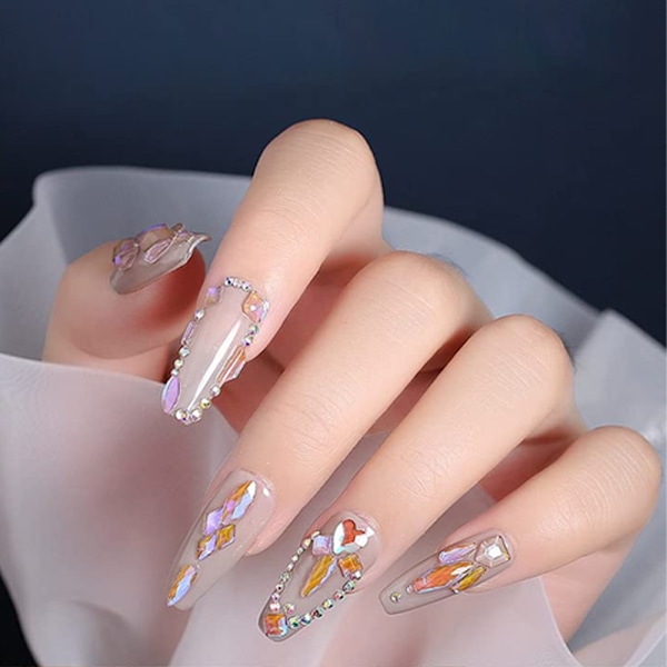 Assorterede Flade Bagside Neglekrystaller, Diamantformede Rhinestones til Neglekunstdesign