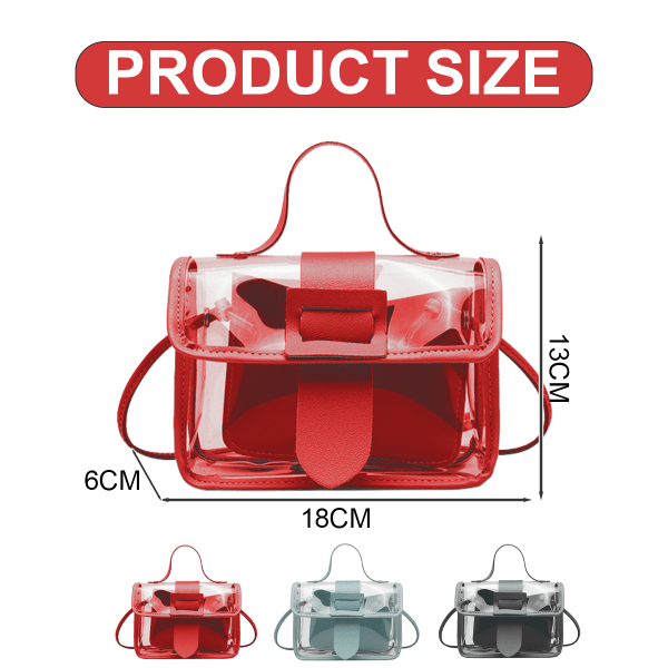 Klar skulderveske 2 i 1 Transparent crossbody-veske Jelly håndveske
