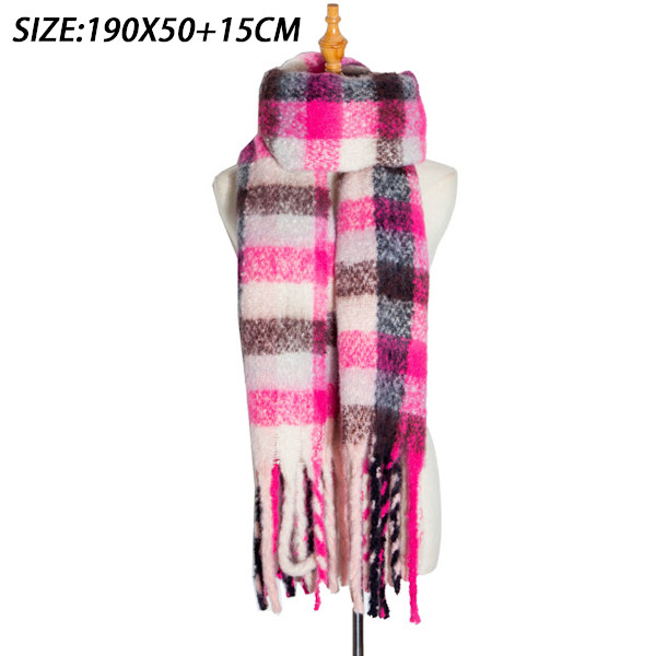 Kvindes Cashmere Stor Farvet Ternet Sjal Vinter Varmt Wrap