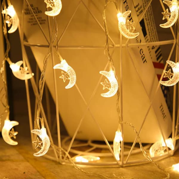 LED Stjerne Måne Lys Kæde Jule Dag Dekorativt Lys Stjerne Måne Lille Lys