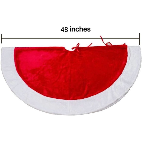 Klassisk röd och vit julgransmatta, mini-julgransmatta i sammet för små utrymmen, rustik design med 18 tums diameter, perfekt för sovrum och