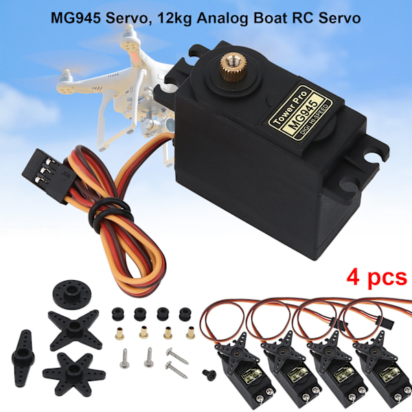 4X MG945 Digital Servo 55g Metall Metallgir 15kg Gear RC Fly Modellbygging