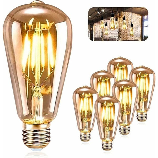 Smidig Dimning Retro Design Kristallglaslampa, Energibesparande Bärnstensfärgat Varmt Glas, Förbättra Ditt Hem Med Lång Livslängd ST64 Modell, Inget Flimmer E27