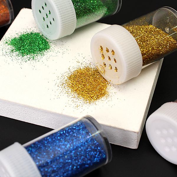 24 burkar med 17 gram vardera glitter set 24 sorters hantverksglitter