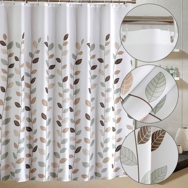 Duschdraperi, Botaniskt Mönster Badrumsinredning, Snabbtorkande Vattenavvisande Duschdraperi i Polyestertyg, Duschdraperiset med Eukalyptusdesign