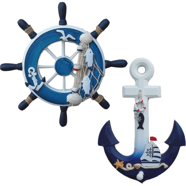 28cm Tredekorasjon Anker, Nautisk Stil, Middelhavsdesign