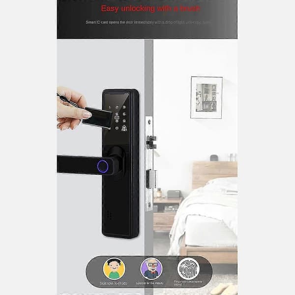 Tuya Bluetooth App Biometrisk Fingeravtrykk Sikkerhet Intelligent Smart Wifi Passord Elektronisk Dør L