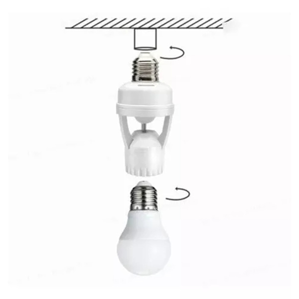 100‑240V E27 Sensorlys Sokkel 10‑300 Sekunders Forsinkelsestid 6m Sensing Distance IR Bevægelsesaktiveret Lampe Pæreholder Adapter