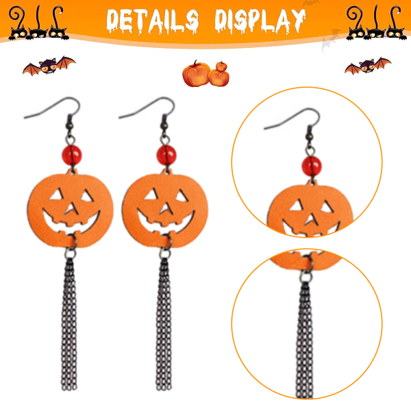 6 par Halloween-øreringer - Spøkelsesaktige/spøkelser/flaggermus