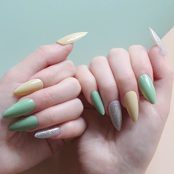 Mandelformade akrylnaglar - 500 st falska nagelspetsar fullständiga
