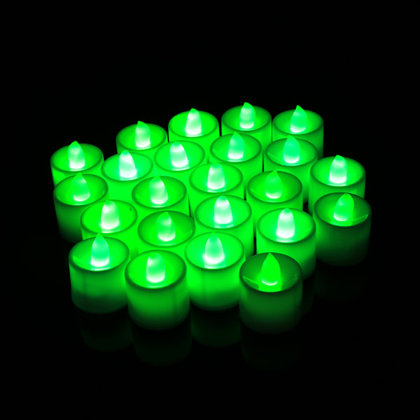 Lugnande Dekorativa Nattlampor, Realistiskt Utseende Flamfria LED-värmeljus Med Fladdrande Grönt Ljus, Batteridrivna För Säker Användning I