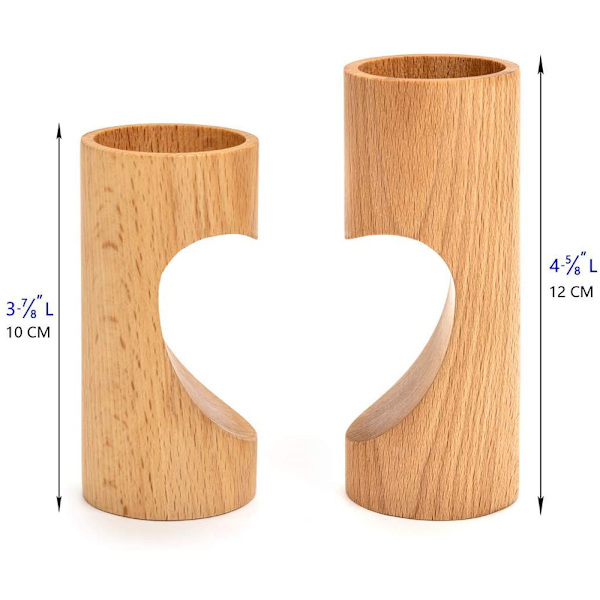 Tealight-ljusstake, ljusstakar i trä för bord, set med 2