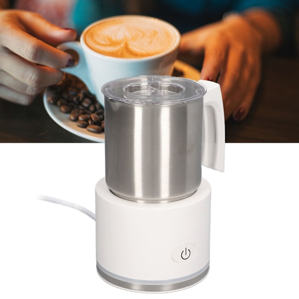 Electric Milk Frother Detachable Quiet Automatic Hot Cold Milk Foamer for Coffee Hot Chocolate EU Plug 220‑240V White