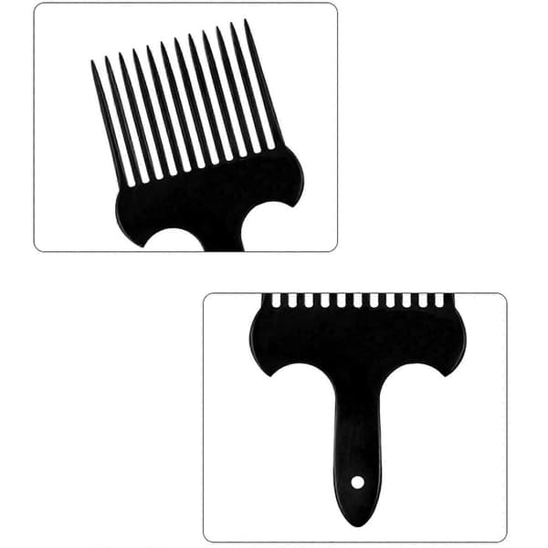 Svart bredtandad kam i plast för afrohår, flätor och styling