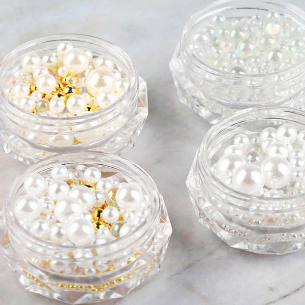 Nail Art Pearl Semi Round Imitation Pearl 3D Decal Design Glitter Dekoration Design DIY Nail Art Dekoration Tillbehör shape2