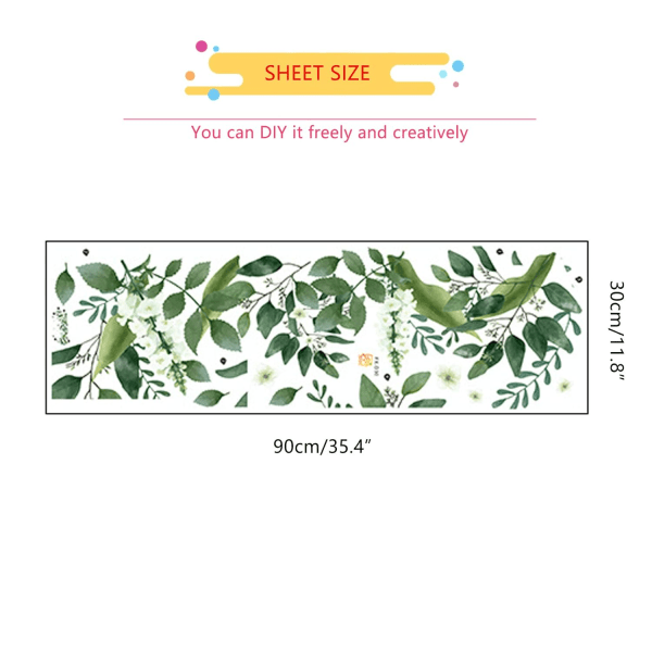 Gröna hängande blad väggdekaler, avtagbara färska växtblad Vine1-3