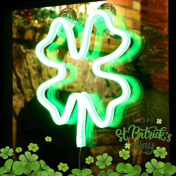 Irsk Firekløver Lysende St. Patricks Dag 1 stk Neon Skilt
