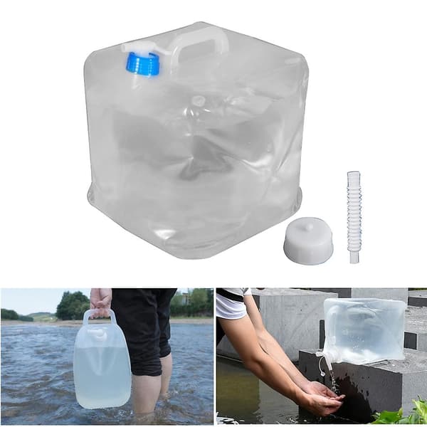 Bärbar hopfällbar vattendunk för camping, stor vattenbehållare för utomhusbruk Transparent 5L