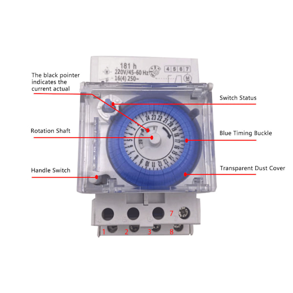 SUL181h Mekanisk Timer med 80mAh Batteri Tidskontrolkontakt til Husholdningsbrug 220VAC 2500W