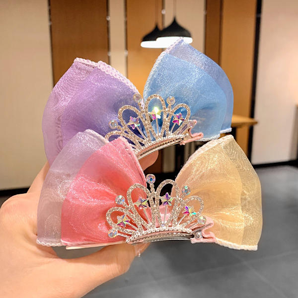 Diamantkrona Hårnål Rosett Hårklämmor Gradient Metall Sida Hår Ba