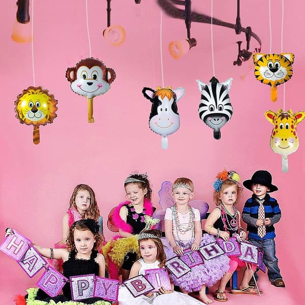 6 stk. dyrefolieballoner, heliumfolieballon, parf