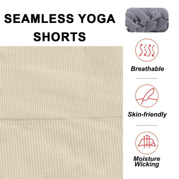 Yogashorts för kvinnor Ribbade sömlösa fitness med hög midja