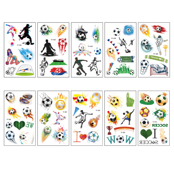 Temporary Tattoos for Kids and Adults, Cartoon Soccer Sports Sty