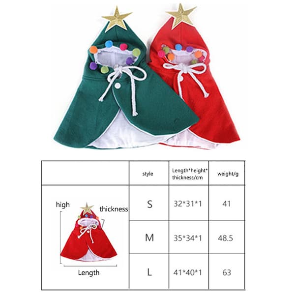 Julekostume til kæledyr, julekappe til kat med stjerne og pomponer, julemandshat, festlig cosplay-kjole