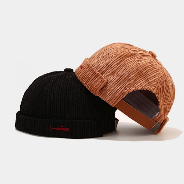 Skullies & Beanies Hat Mænd Beanie Brimless Cap Rullet Kant, Kamel