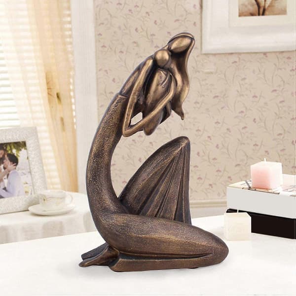 Mor og barn statue bronse mor kjærlighet skulptur stue harpiks håndverk egnet for stue R